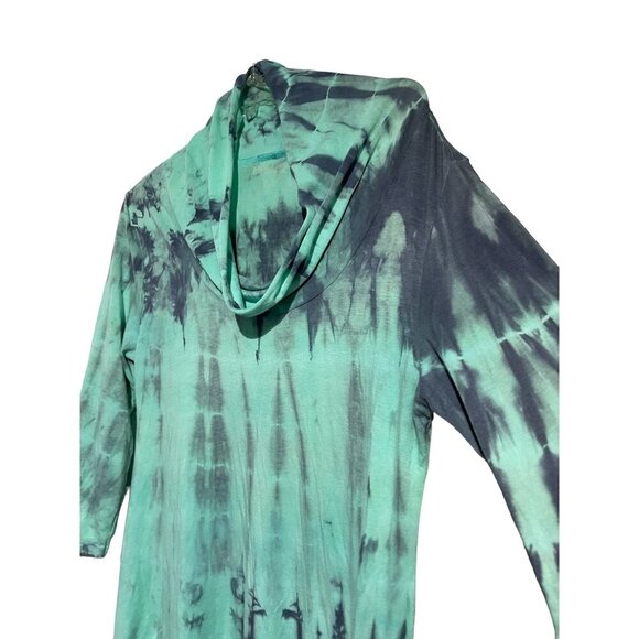 Soft Surroundings Women's Tie Dye Cowl Neck Dress Green Size Small - Picture 4 of 5